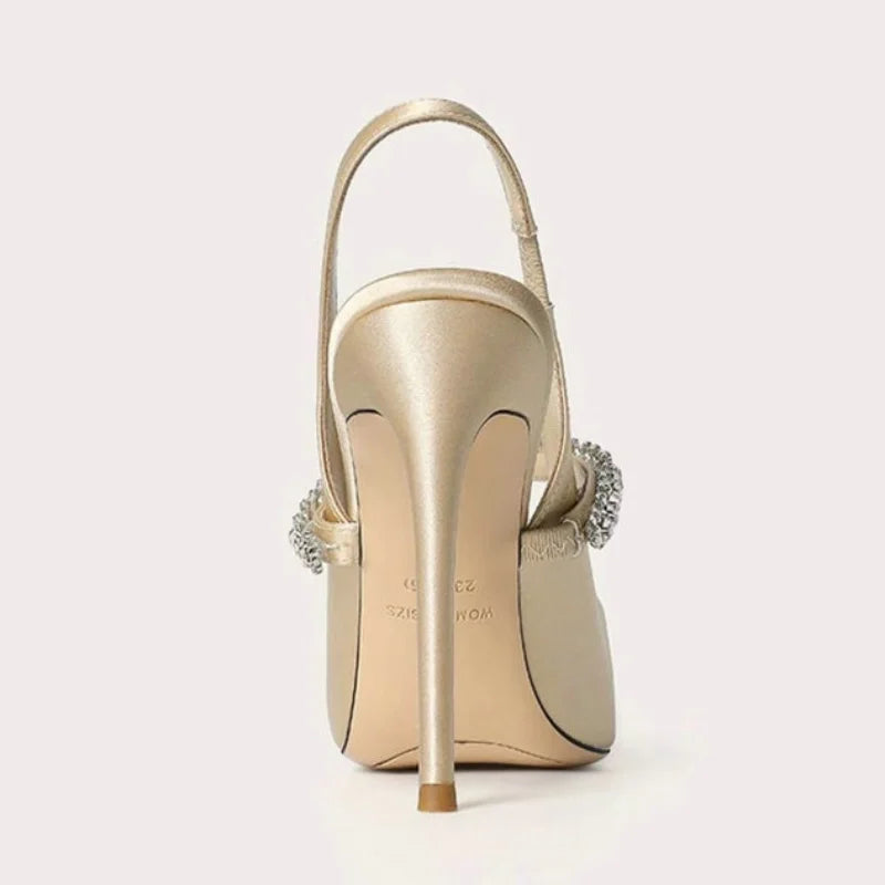 Women's Satin-Look Pointed Toe Slingback Heels