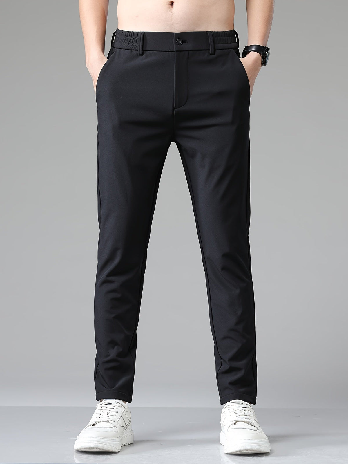 Men's Slim Fit Stretch Pants with Straight Leg