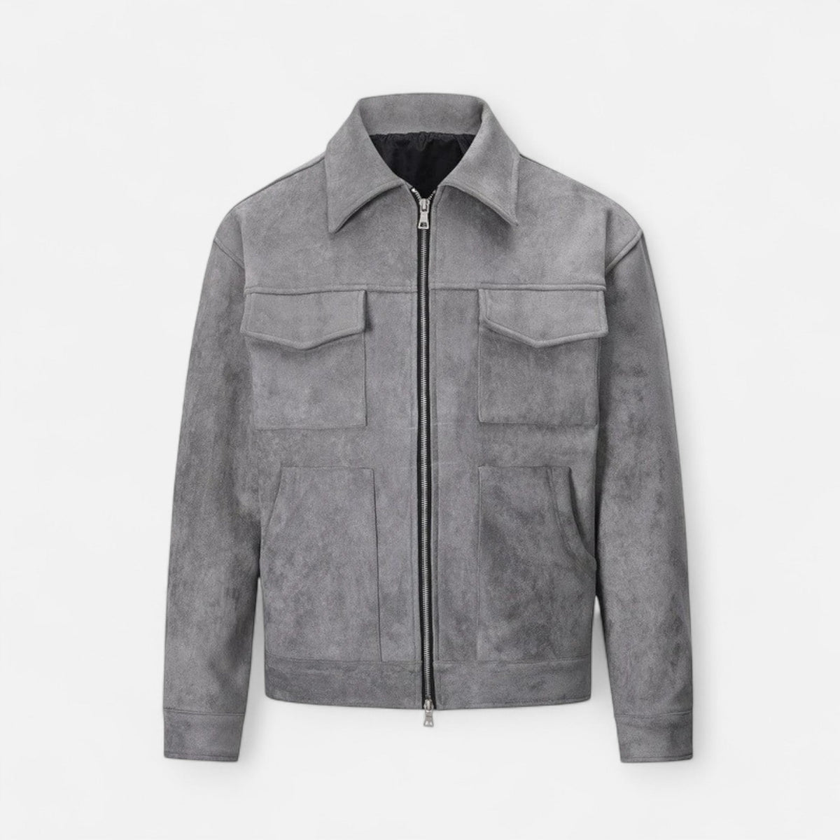 Men's Faux Suede Jacket with Relaxed Fit