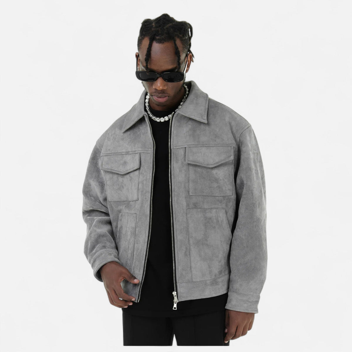 Men's Faux Suede Jacket with Relaxed Fit