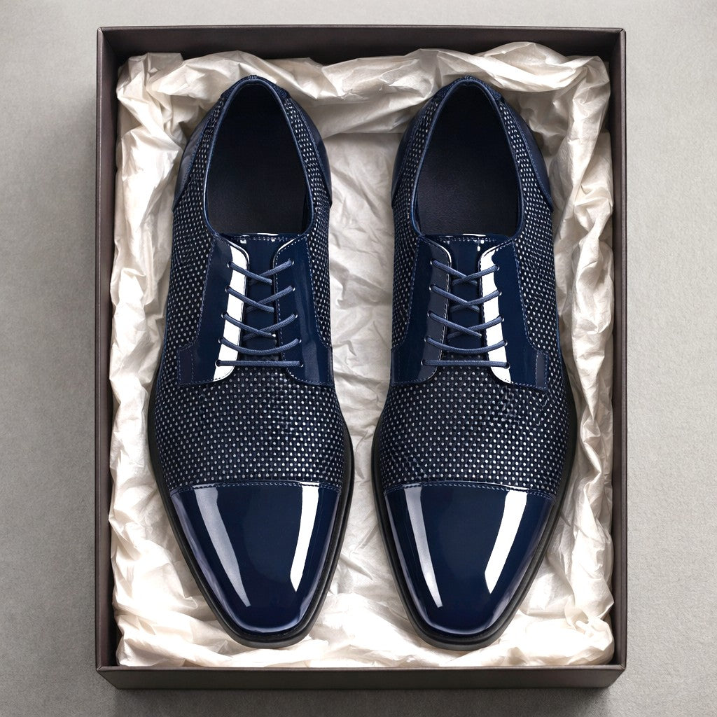 Men's Patent Cap Toe Oxford Shoes