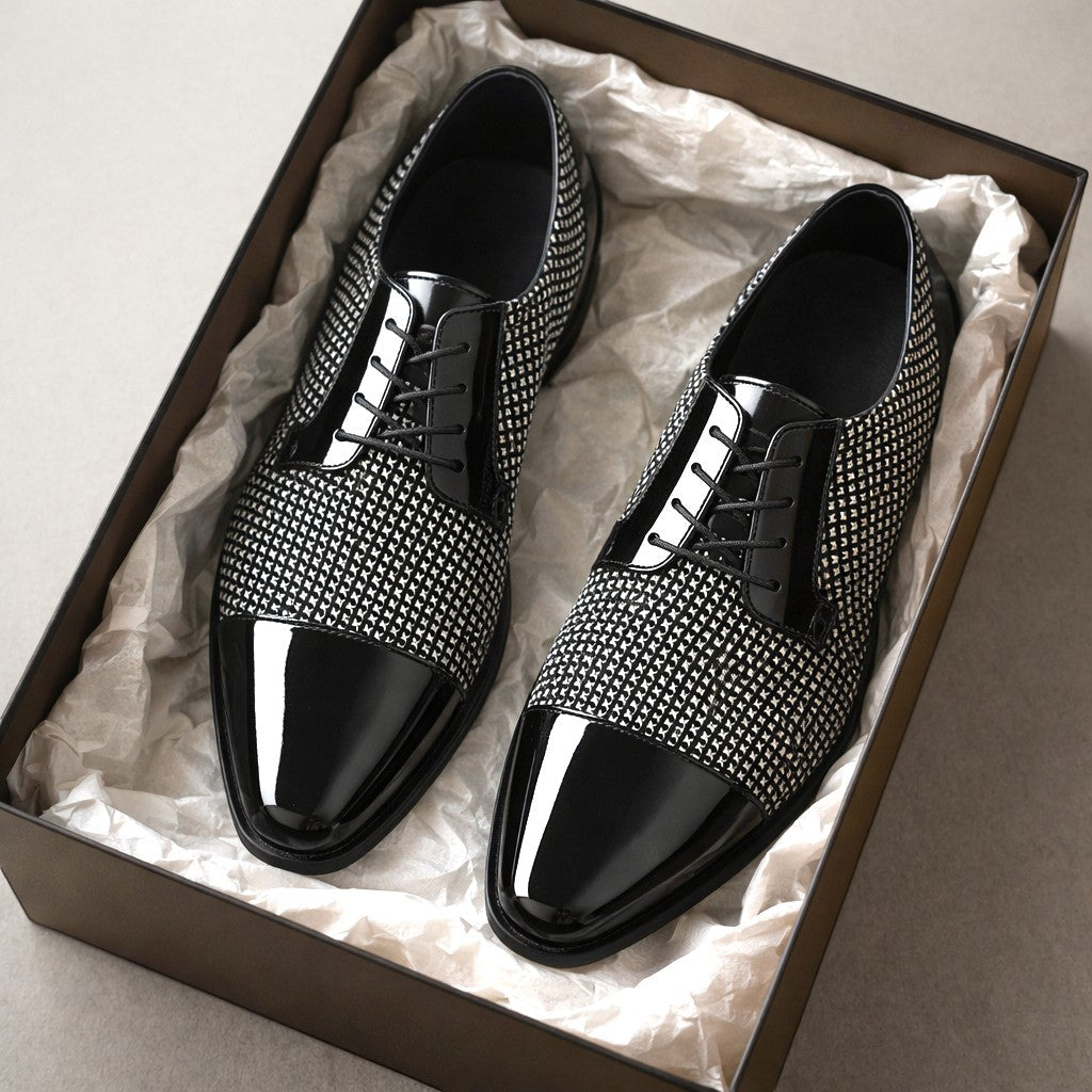 Men's Patent Cap Toe Oxford Shoes