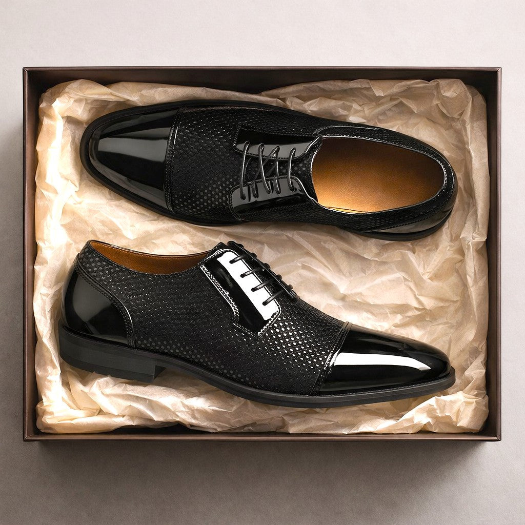 Men's Patent Cap Toe Oxford Shoes