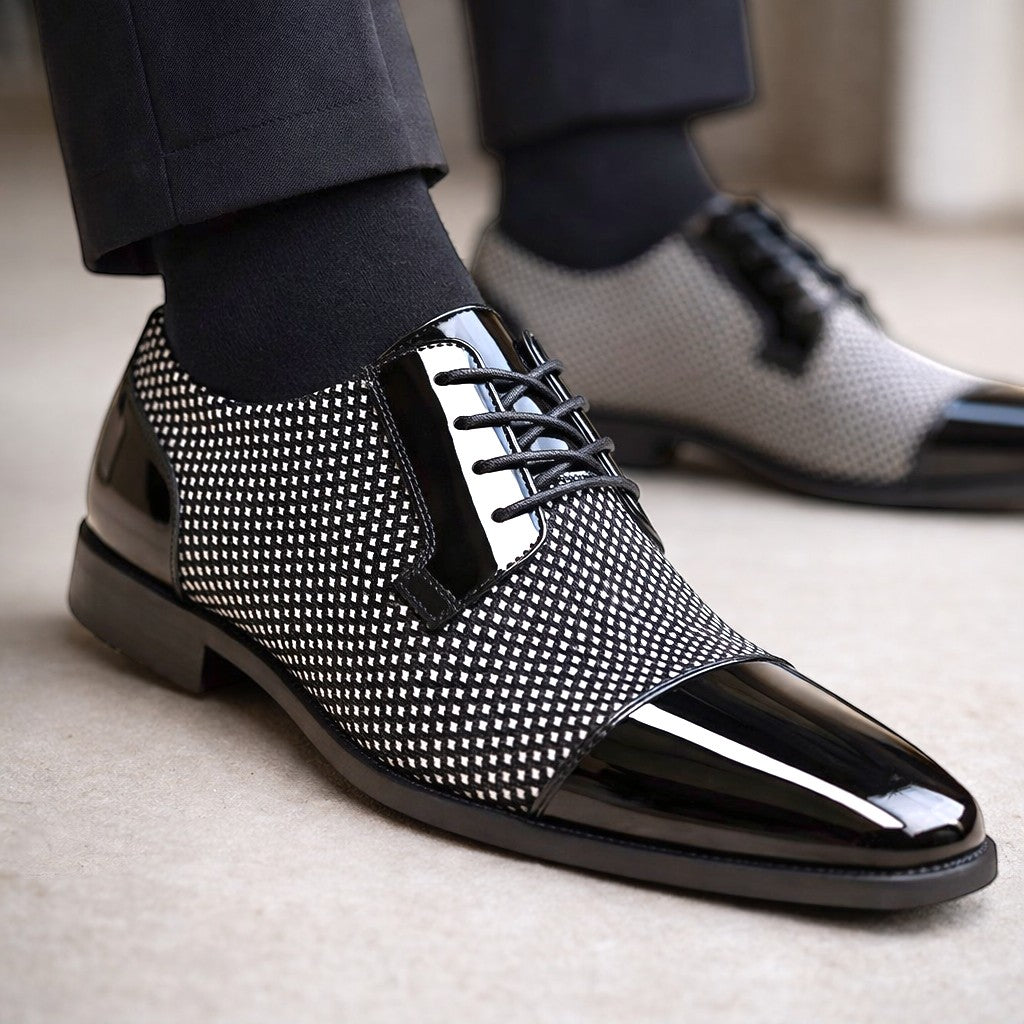 Men's Patent Cap Toe Oxford Shoes