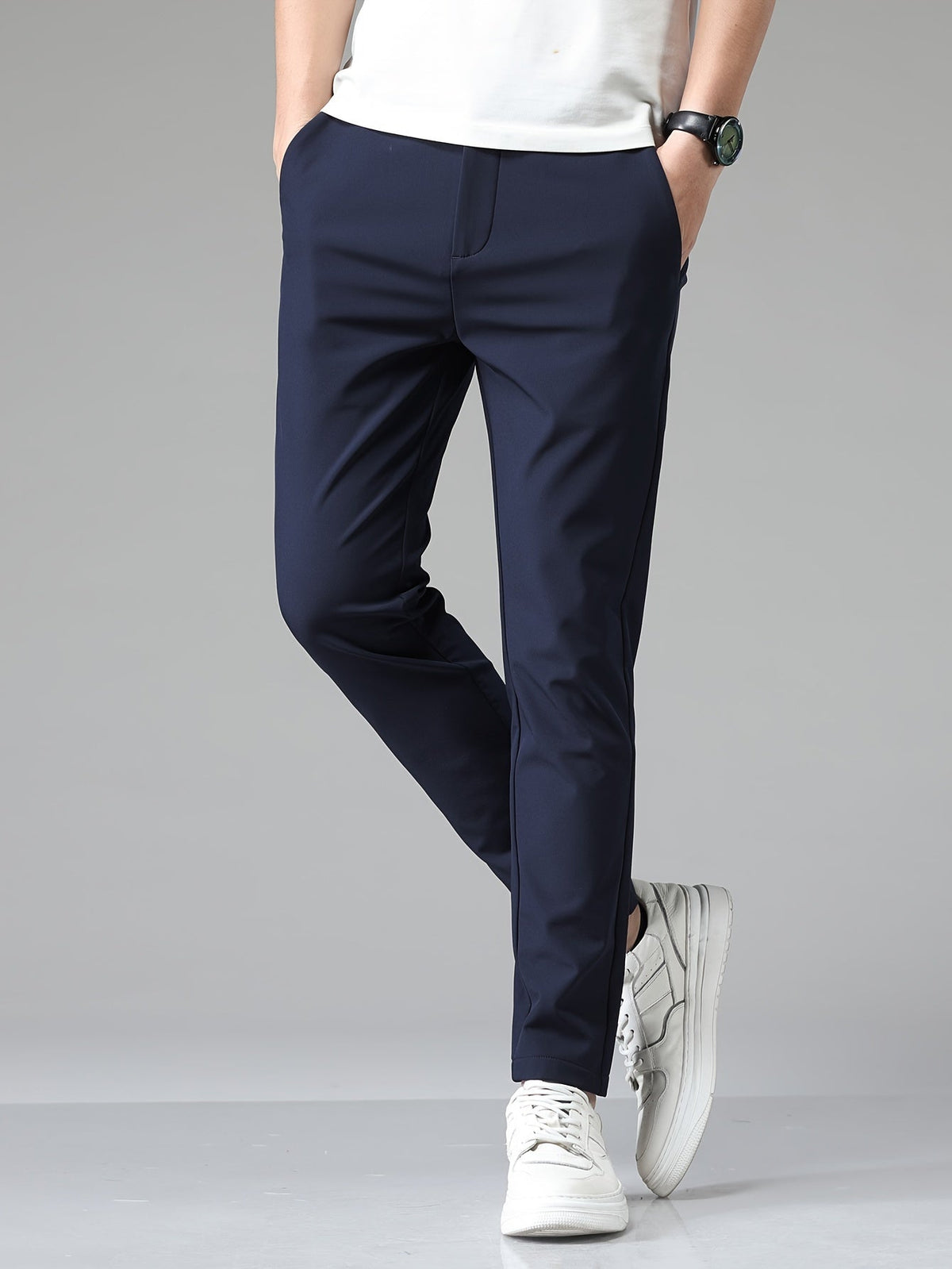 Men's Slim Fit Stretch Pants with Straight Leg