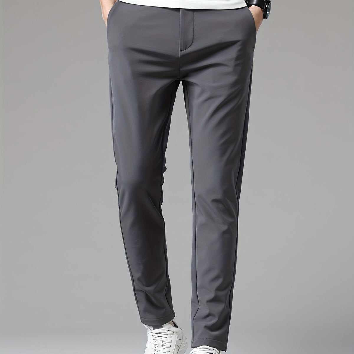 Men's Slim Fit Stretch Pants with Straight Leg
