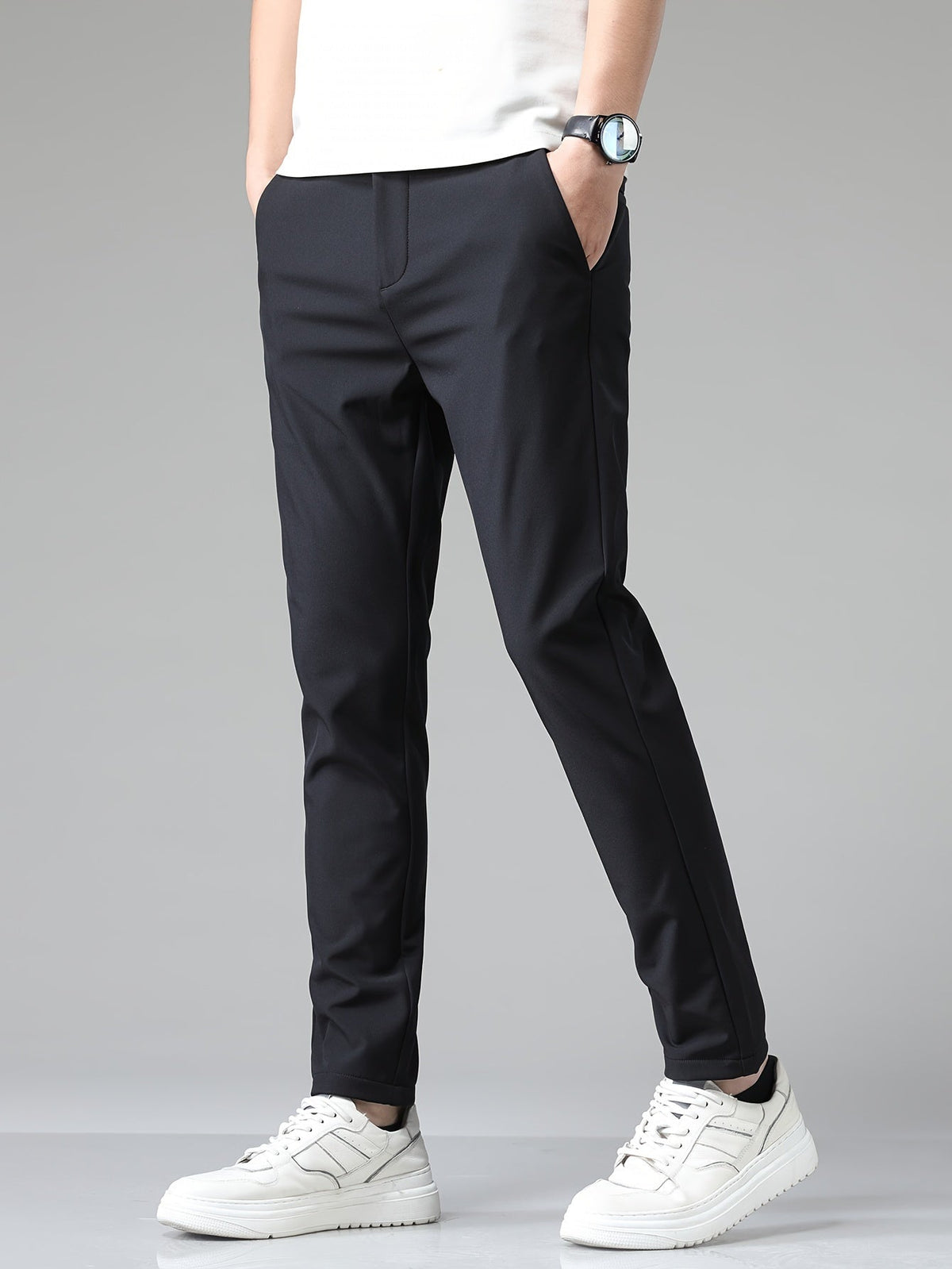 Men's Slim Fit Stretch Pants with Straight Leg