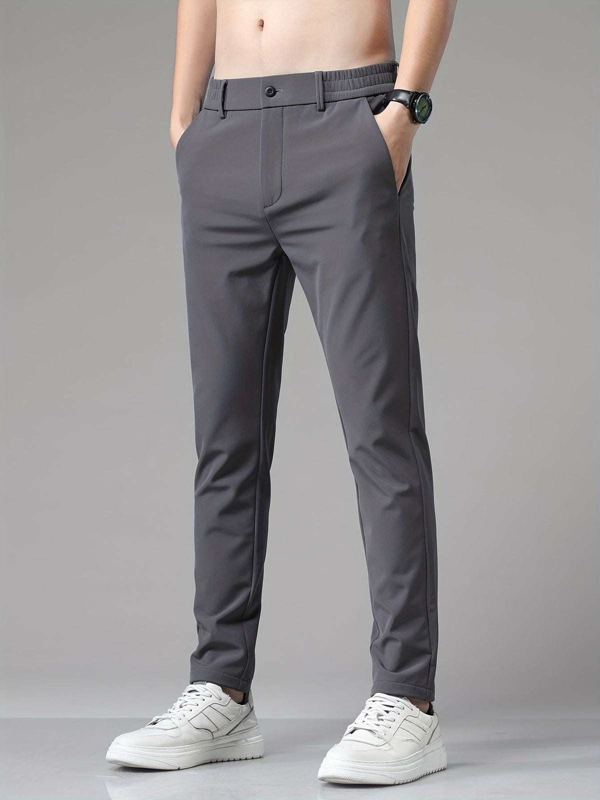 Men's Slim Fit Stretch Pants with Straight Leg