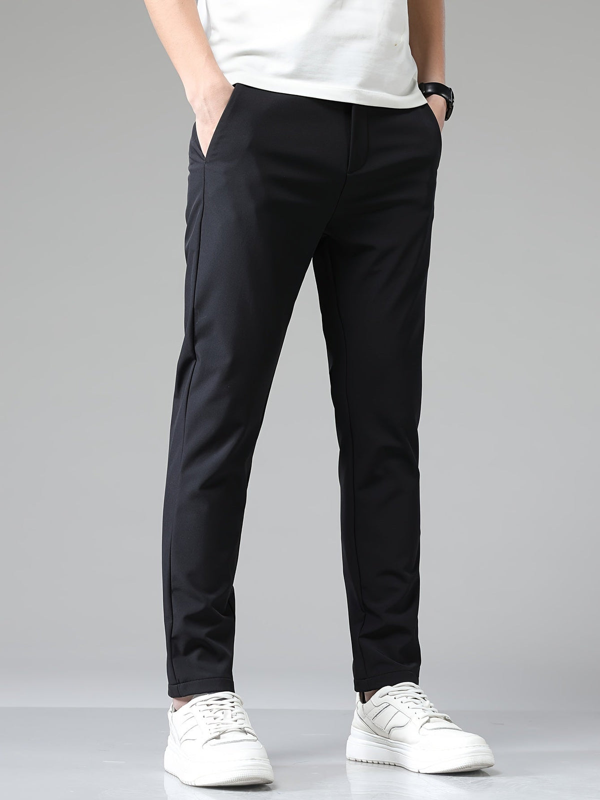 Men's Slim Fit Stretch Pants with Straight Leg