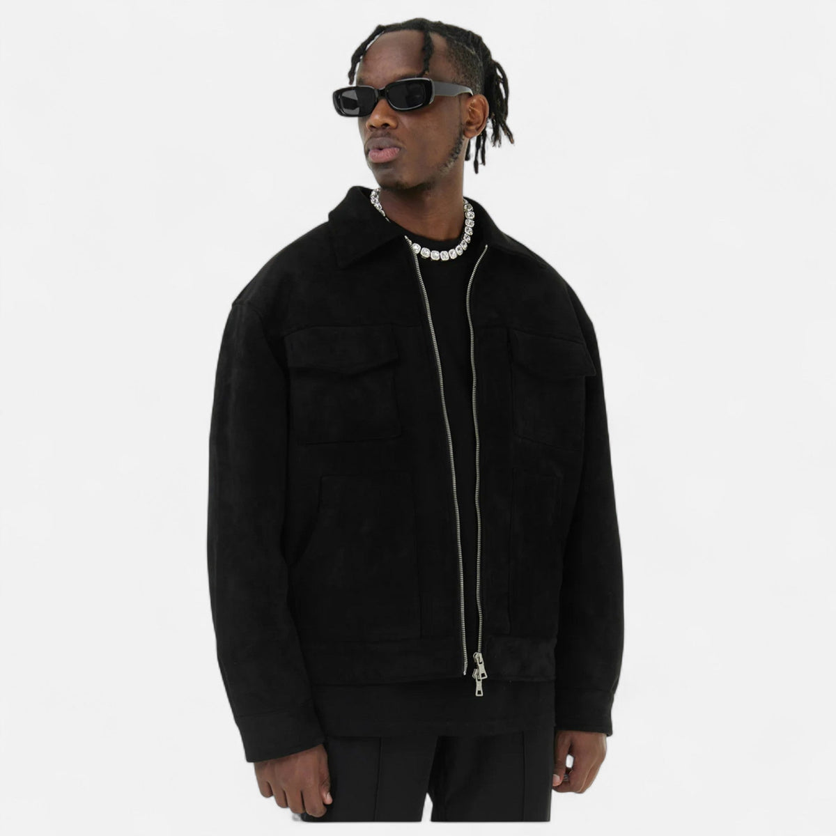 Men's Faux Suede Jacket with Relaxed Fit