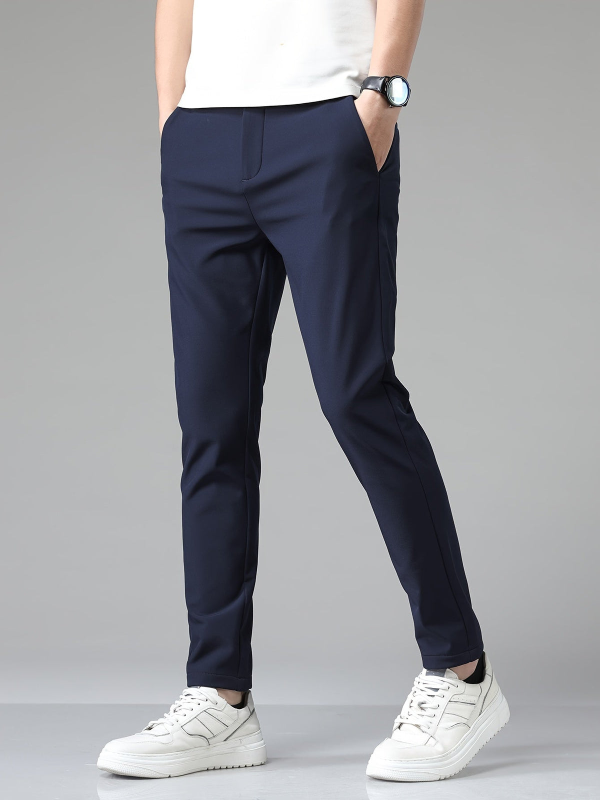 Men's Slim Fit Stretch Pants with Straight Leg