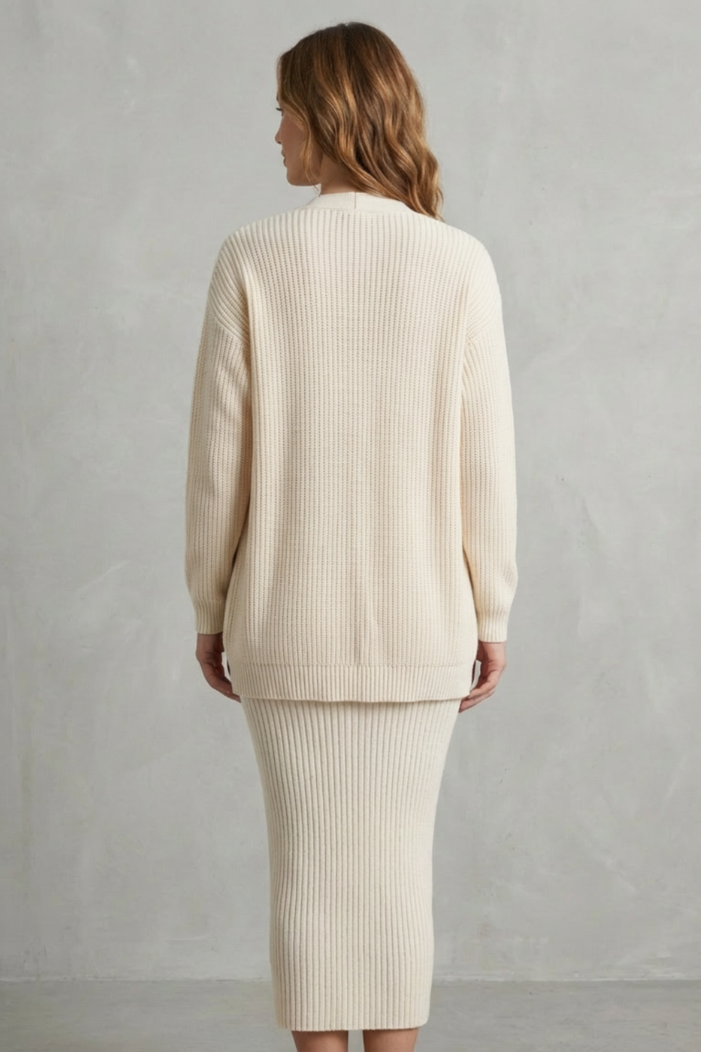 Women's Knitted Dress and Cardigan Set