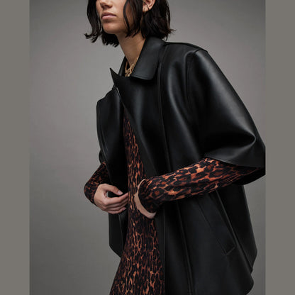 Black Zip-Front Jacket with Asymmetric Closure