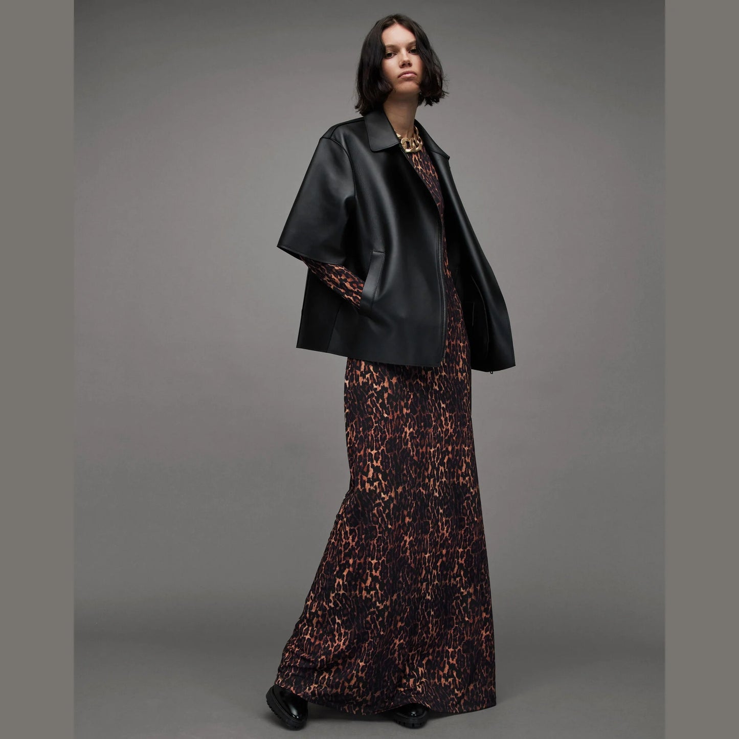 Black Zip-Front Jacket with Asymmetric Closure