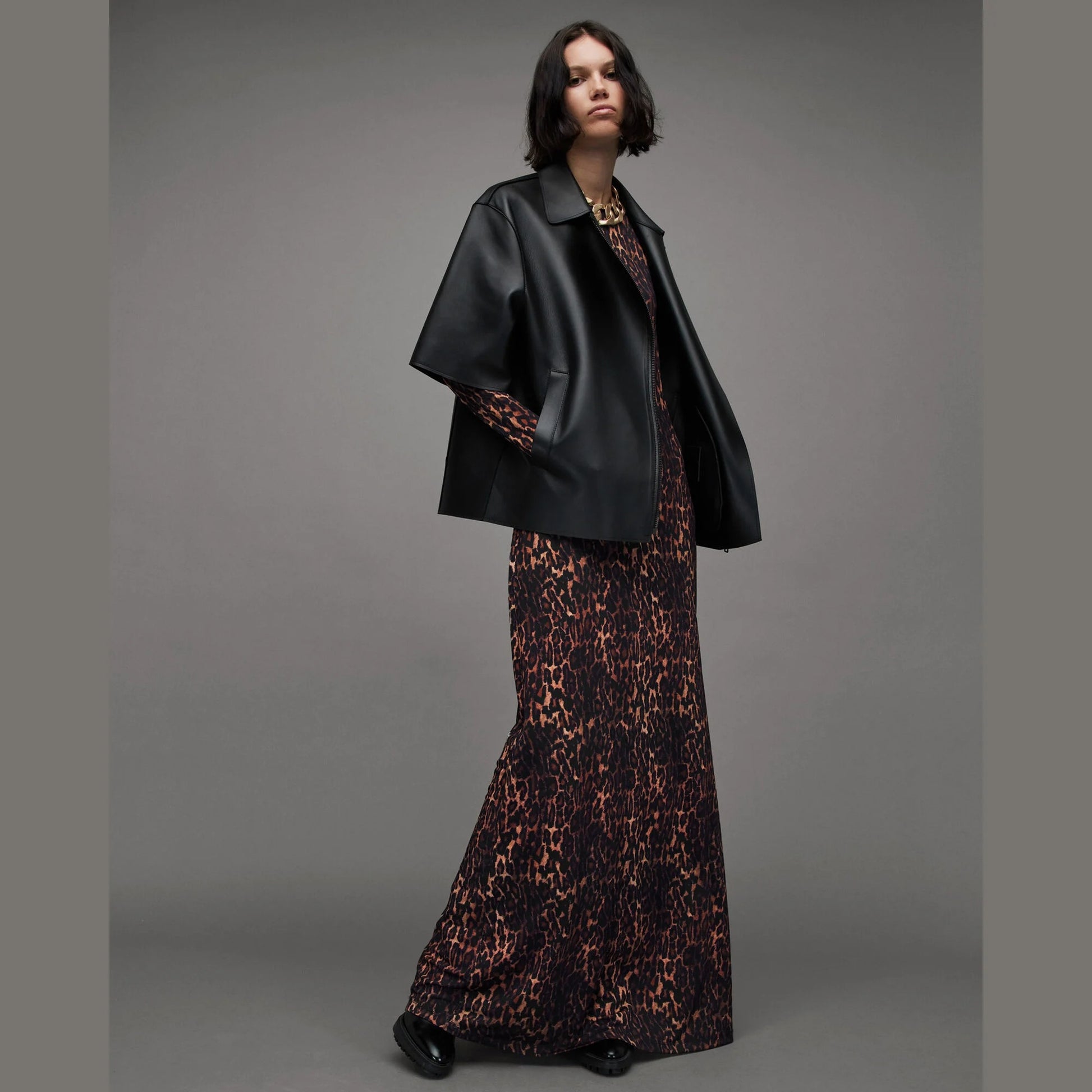 Black Zip-Front Jacket with Asymmetric Closure