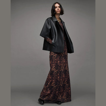 Black Zip-Front Jacket with Asymmetric Closure