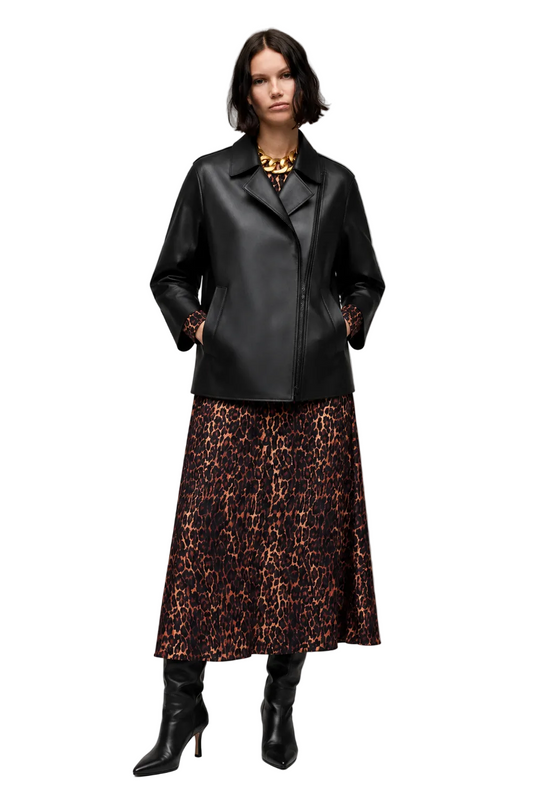 Black Zip-Front Jacket with Asymmetric Closure