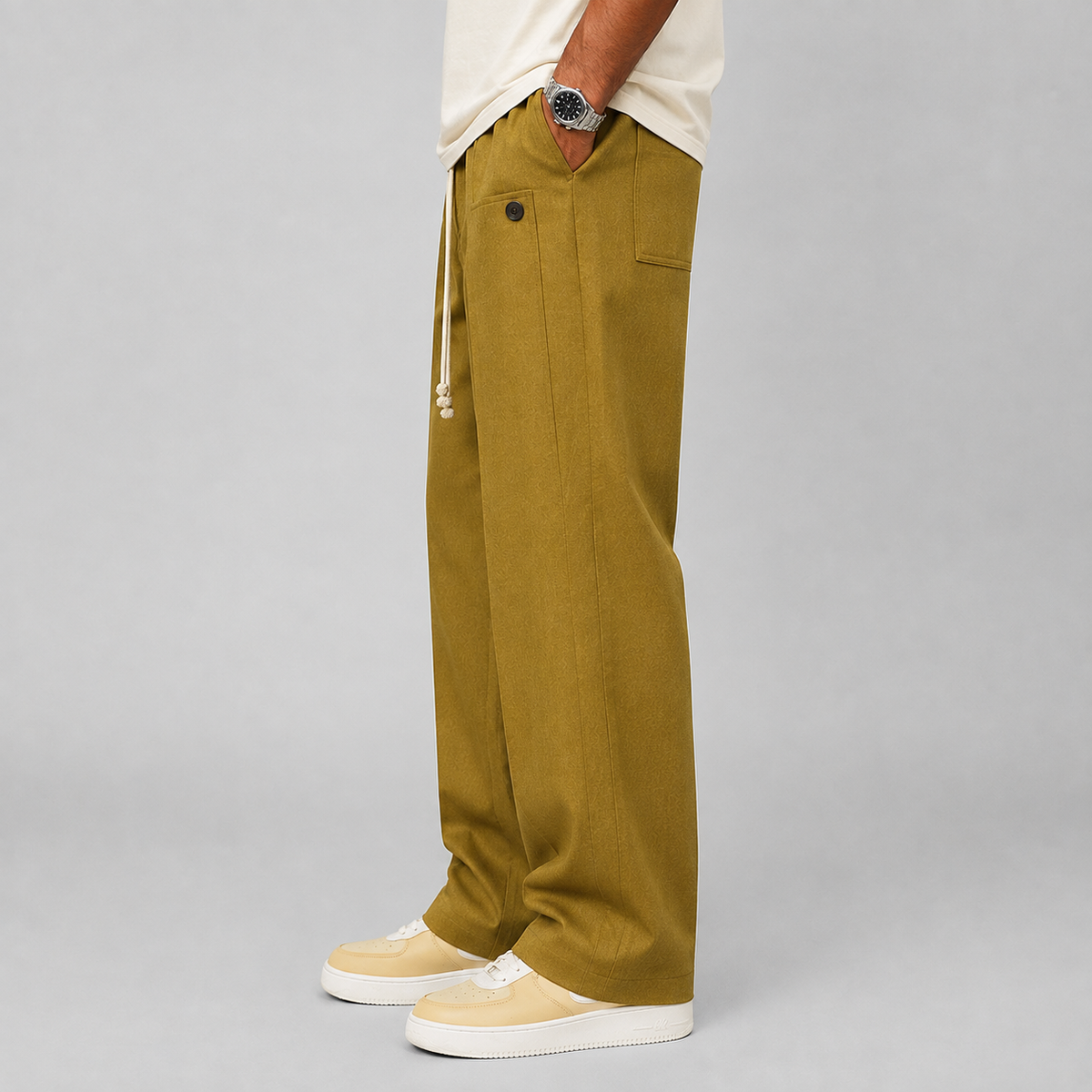 Men's Wide Leg Pants Relaxed Fit Drawstring Waist