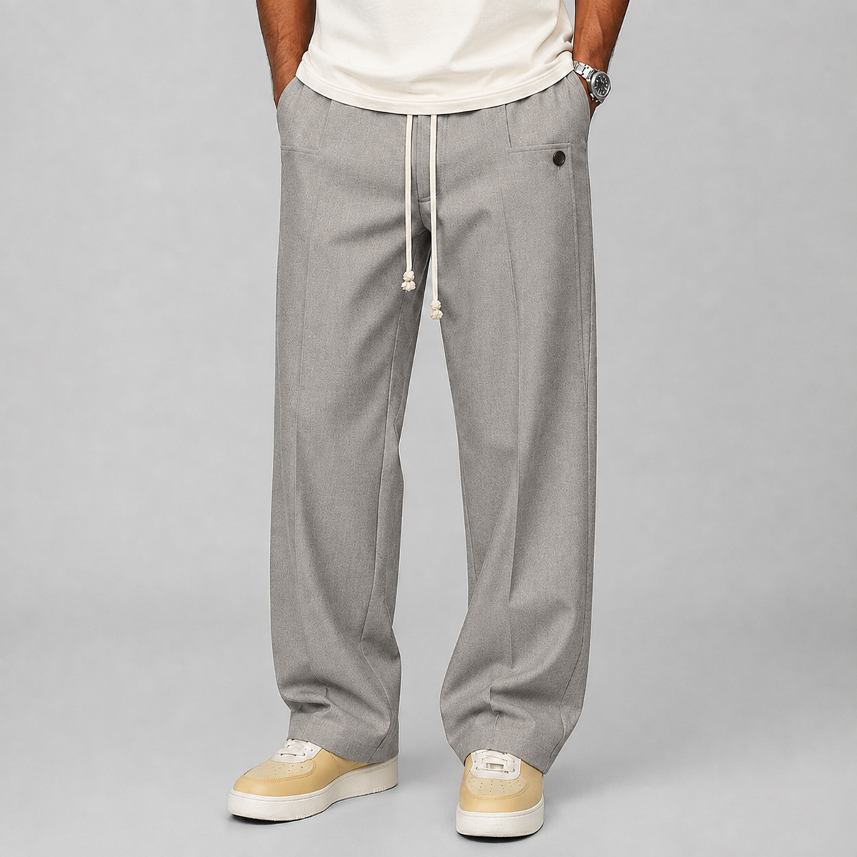 Men's Wide Leg Pants Relaxed Fit Drawstring Waist