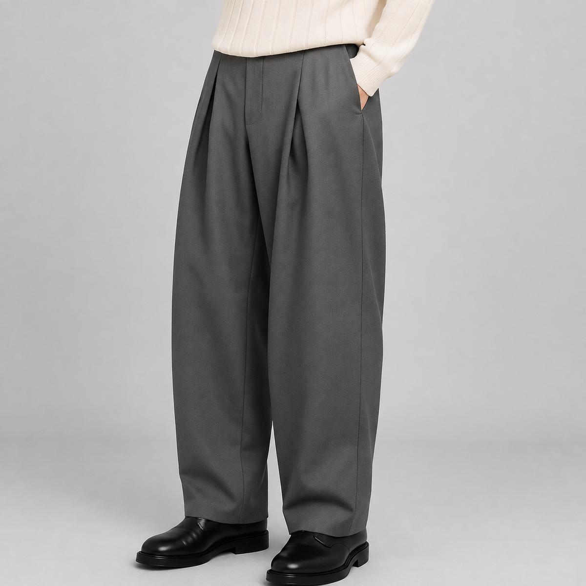 Men's Wide Leg Pants Pleated High Waist Tailored