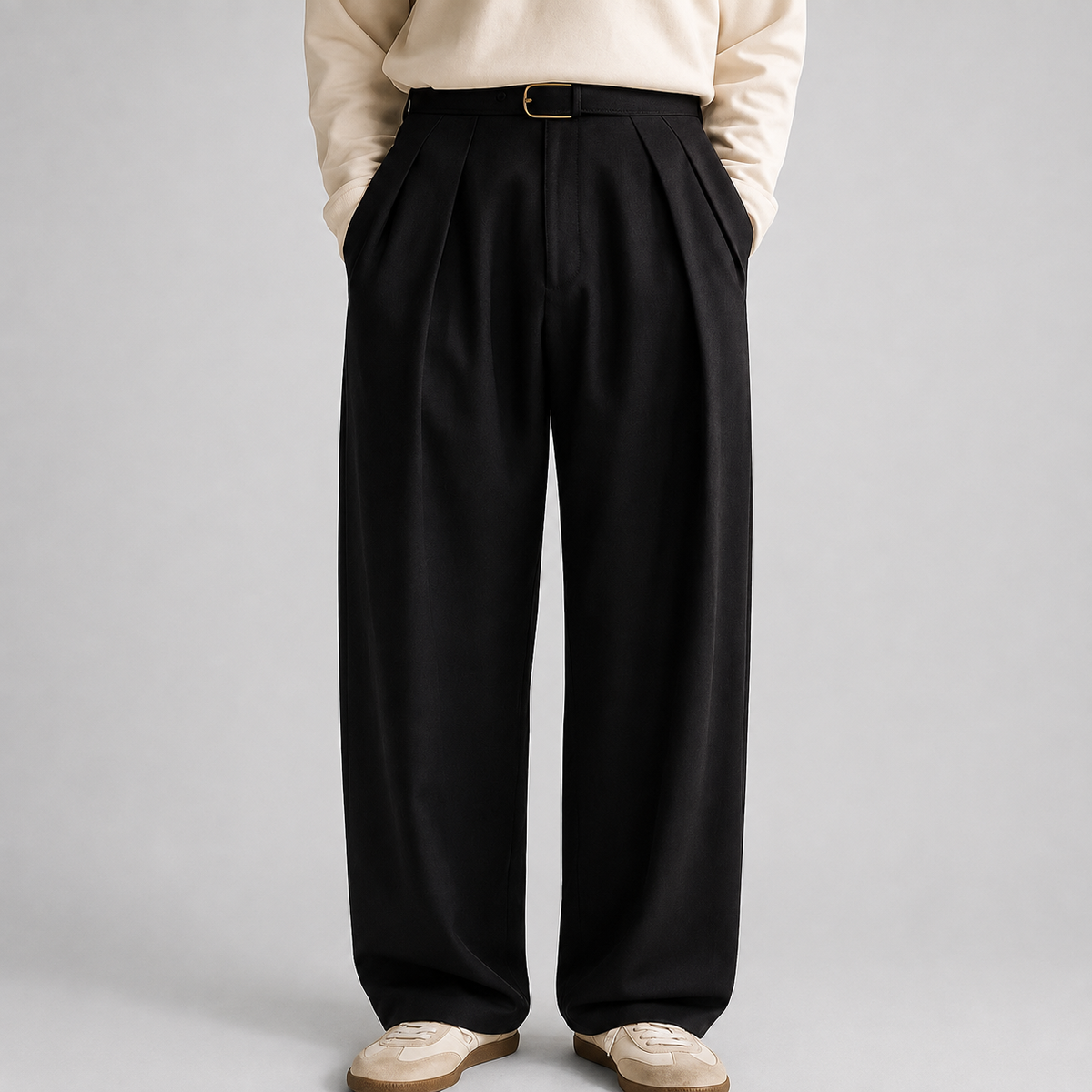 Men's Wide Leg Pants Pleated High Waist Tailored