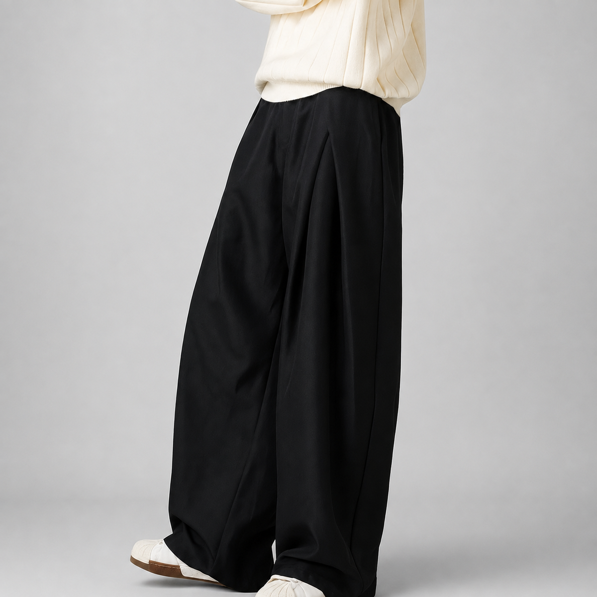Men's Wide Leg Pants Pleated High Waist Tailored