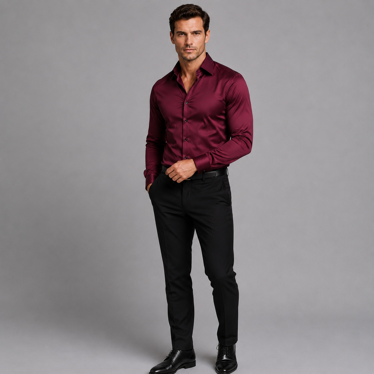 Men's Slim Fit Satin Stretch Shirt