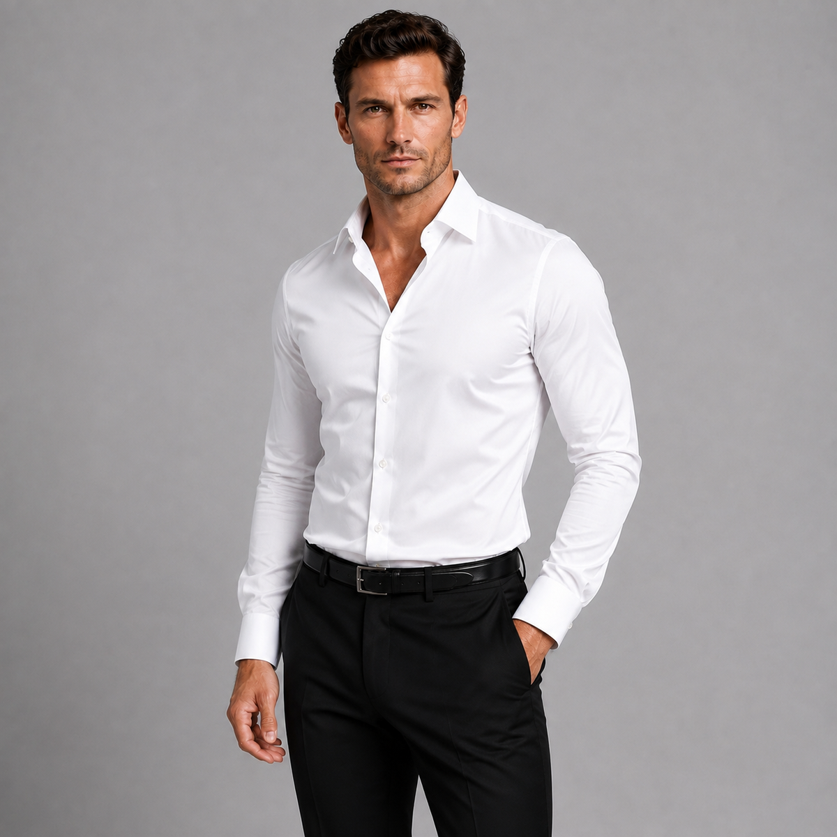 Men's Slim Fit Satin Stretch Shirt