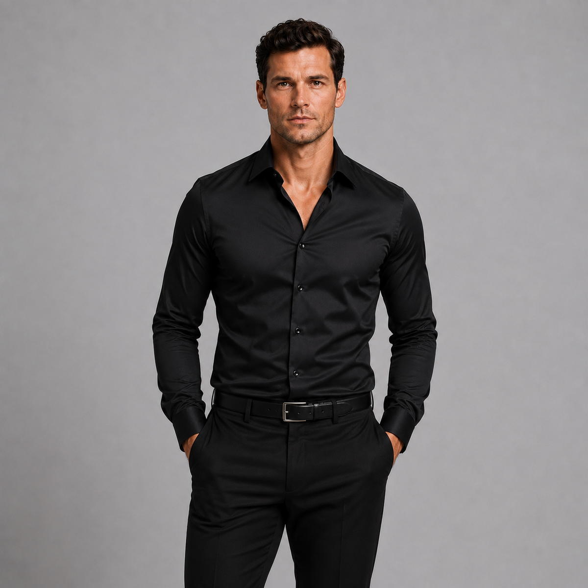 Men's Slim Fit Satin Stretch Shirt