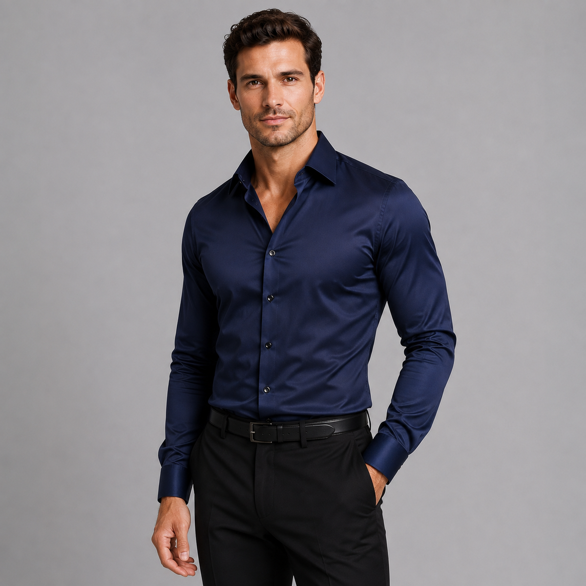 Men's Slim Fit Satin Stretch Shirt