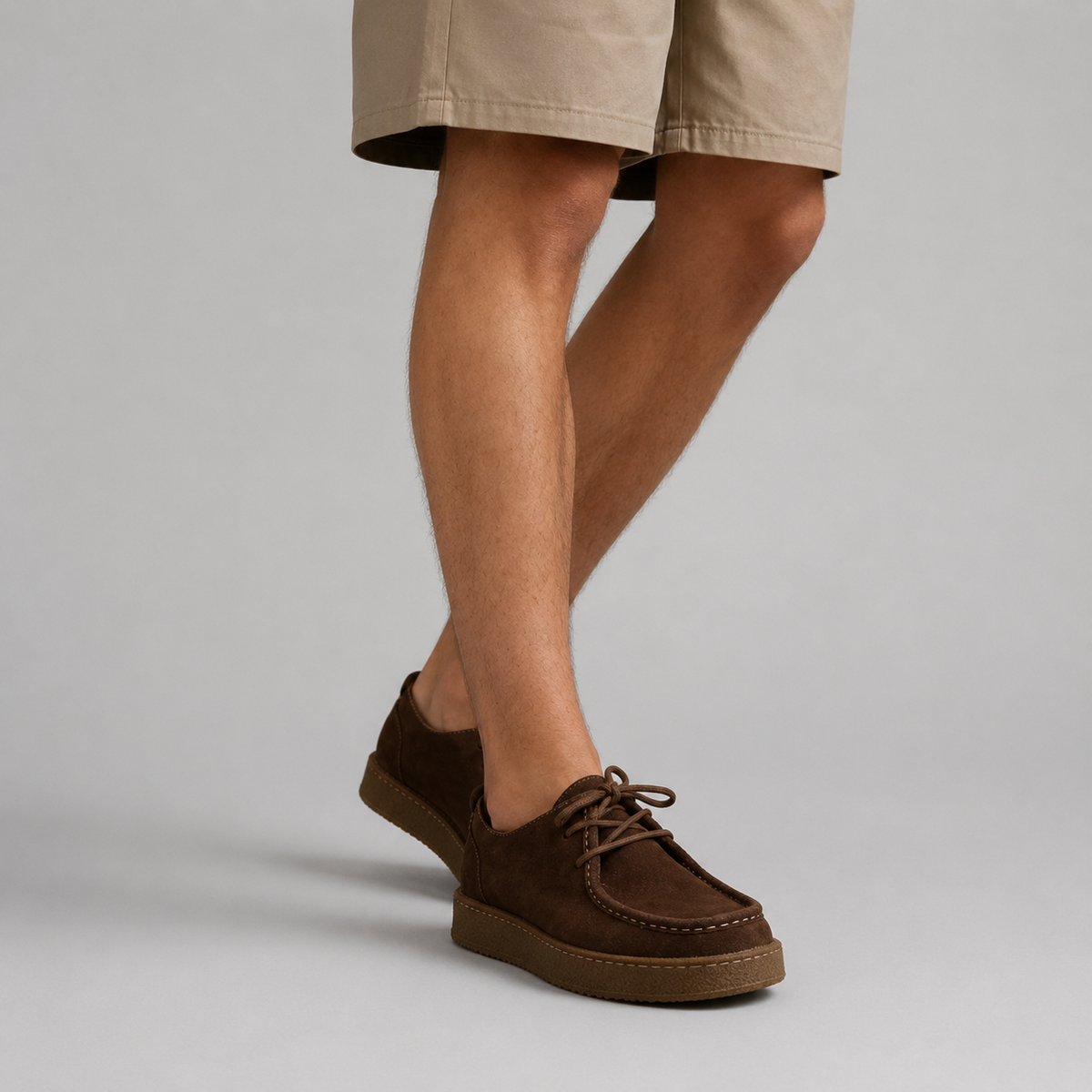Men's Faux Suede Moccasins with Crepe Sole