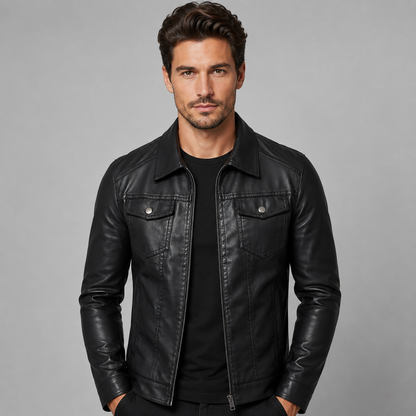Men's Vintage Leather-Look Jacket