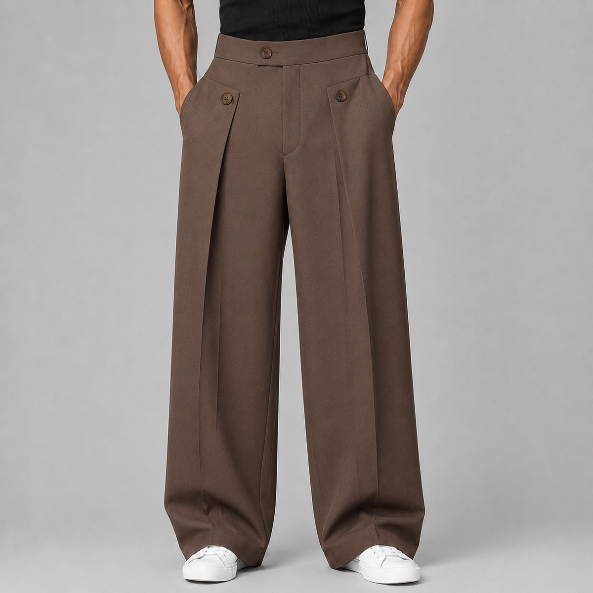 Men's Wide Leg Pants with Front Pleats