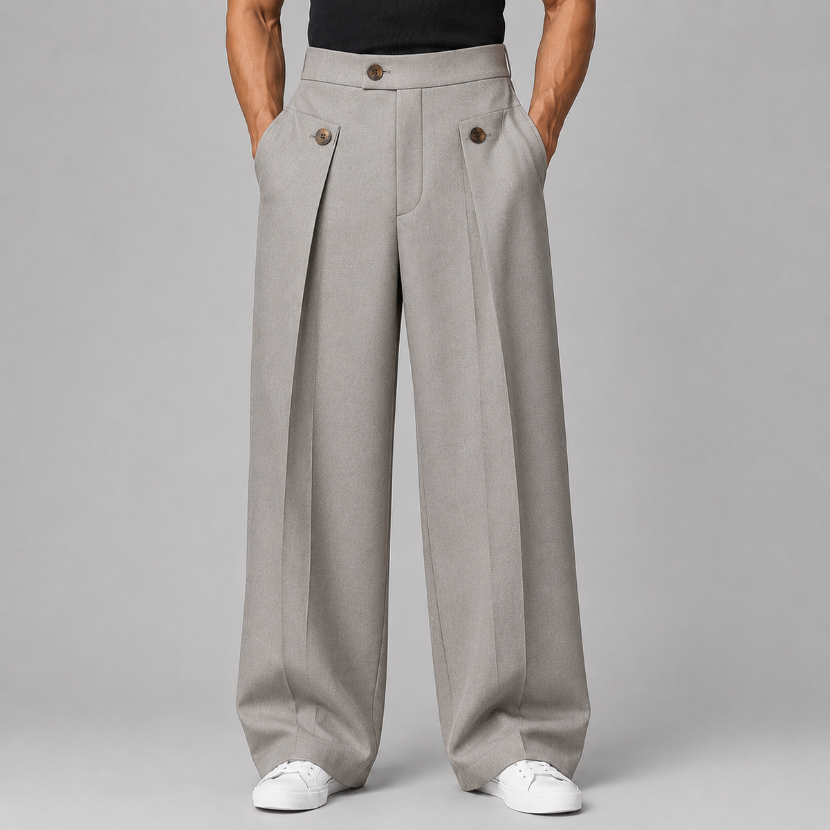 Men's Wide Leg Pants with Front Pleats
