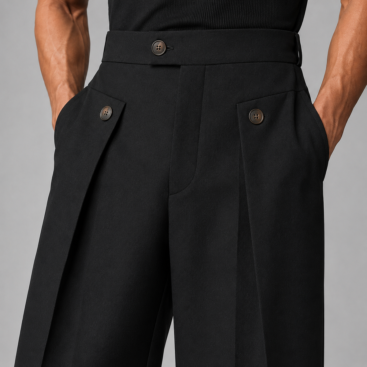 Men's Wide Leg Pants with Front Pleats