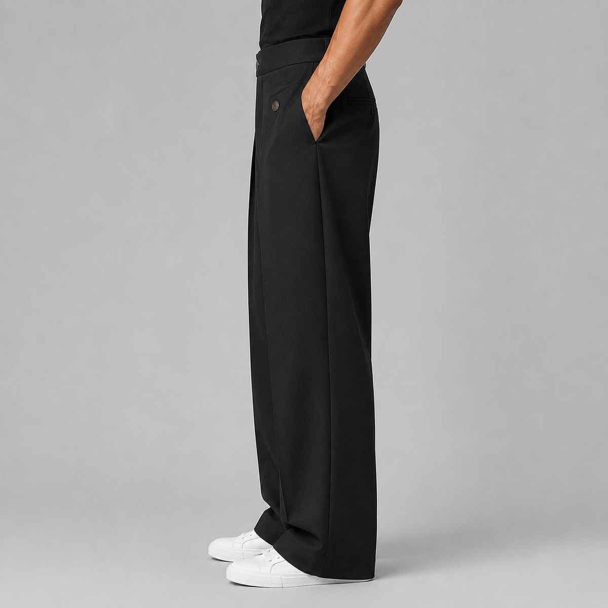 Men's Wide Leg Pants with Front Pleats