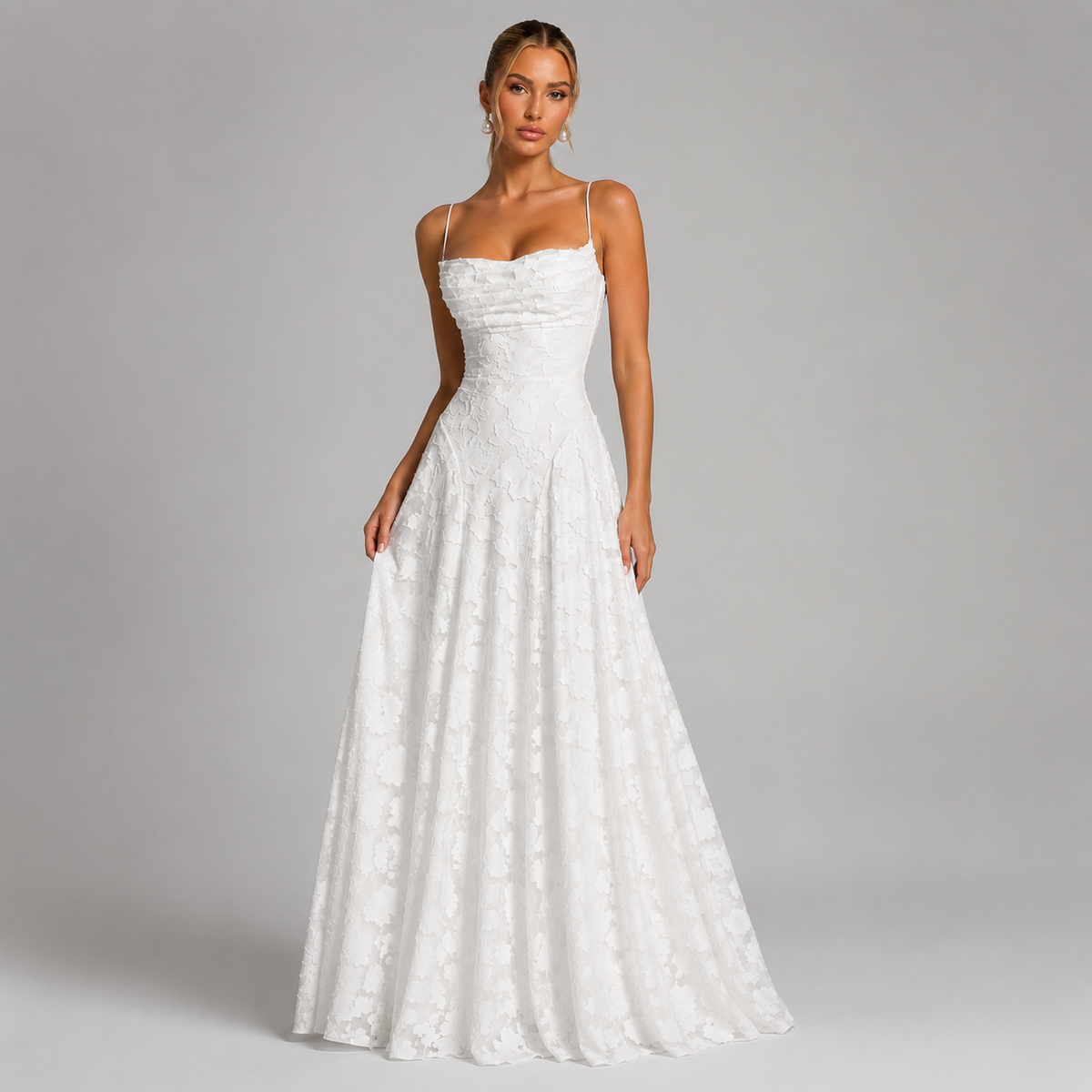 Women's Floral Lace Corset Maxi Wedding Guest Dress