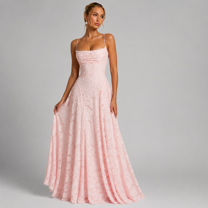 Women's Floral Lace Corset Maxi Wedding Guest Dress