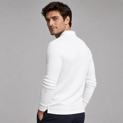 Men's Ribbed Polo Sweater with Long Sleeves