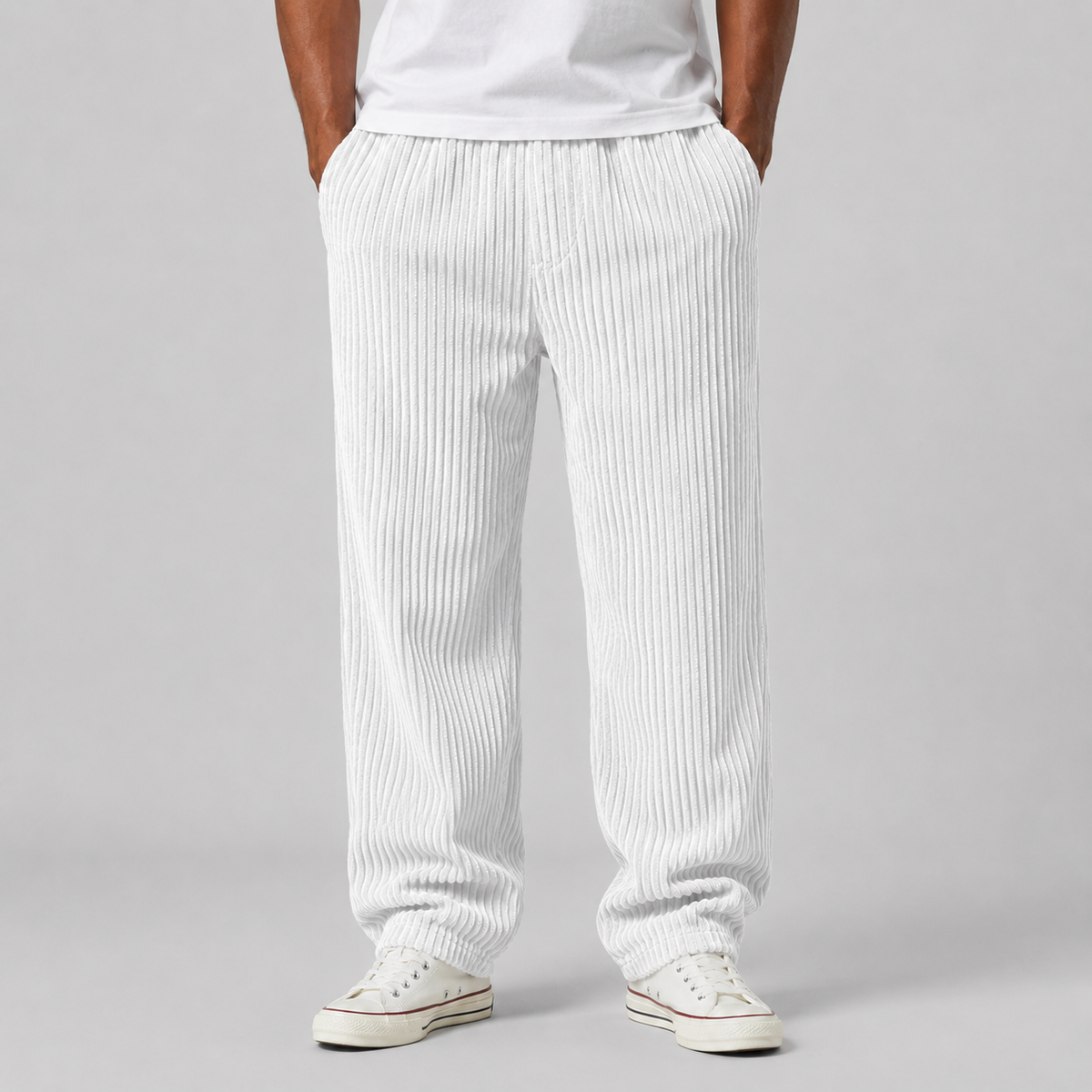 Men's Corduroy Pants with Drawstring Waist