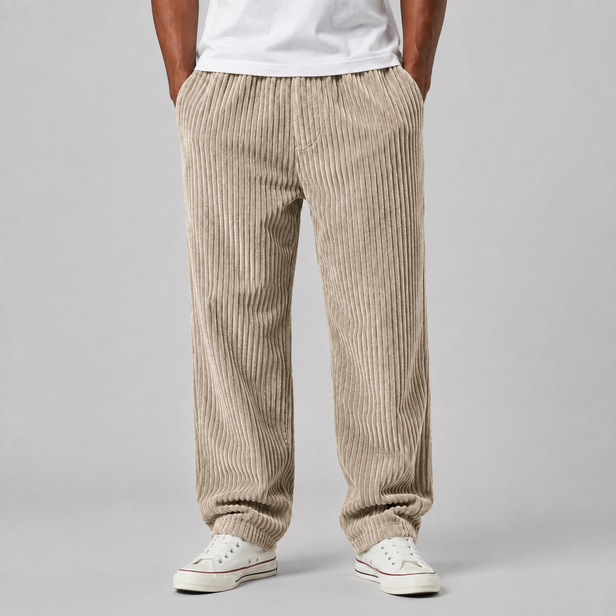 Men's Corduroy Pants with Drawstring Waist