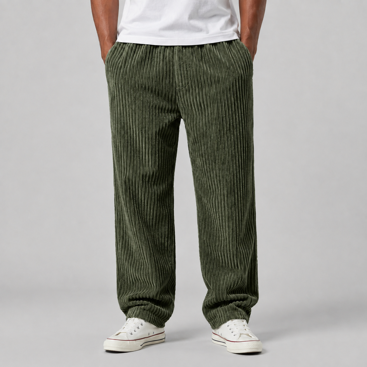 Men's Corduroy Pants with Drawstring Waist