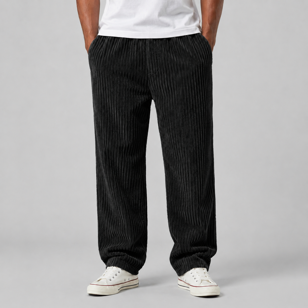 Men's Corduroy Pants with Drawstring Waist