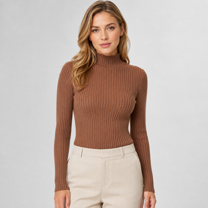 Women's Mock Neck Slim Fit Knit Sweater