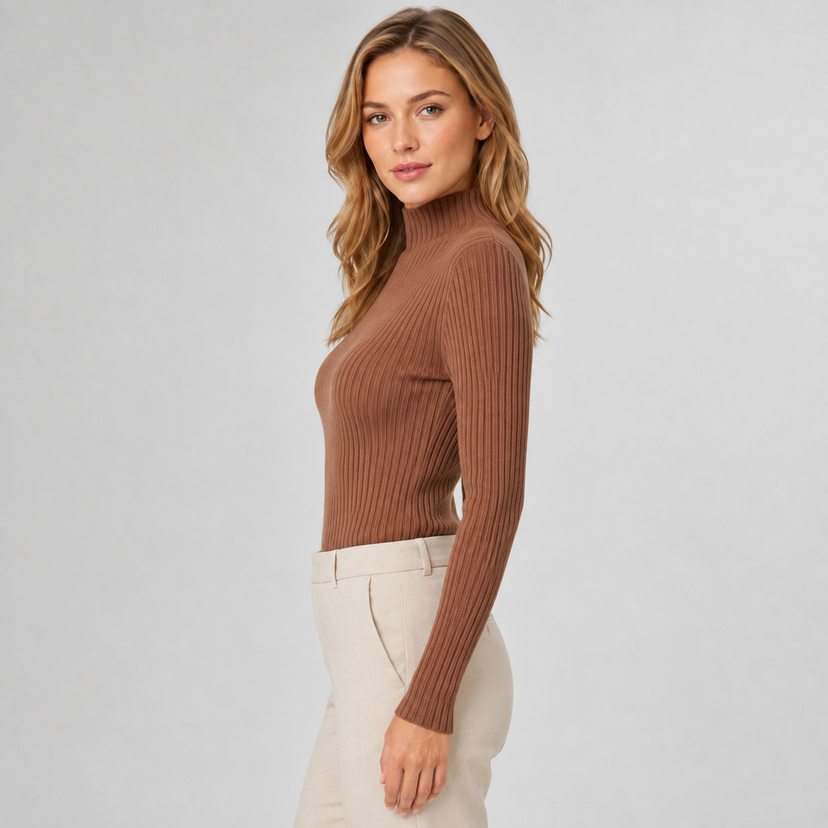 Women's Mock Neck Slim Fit Knit Sweater