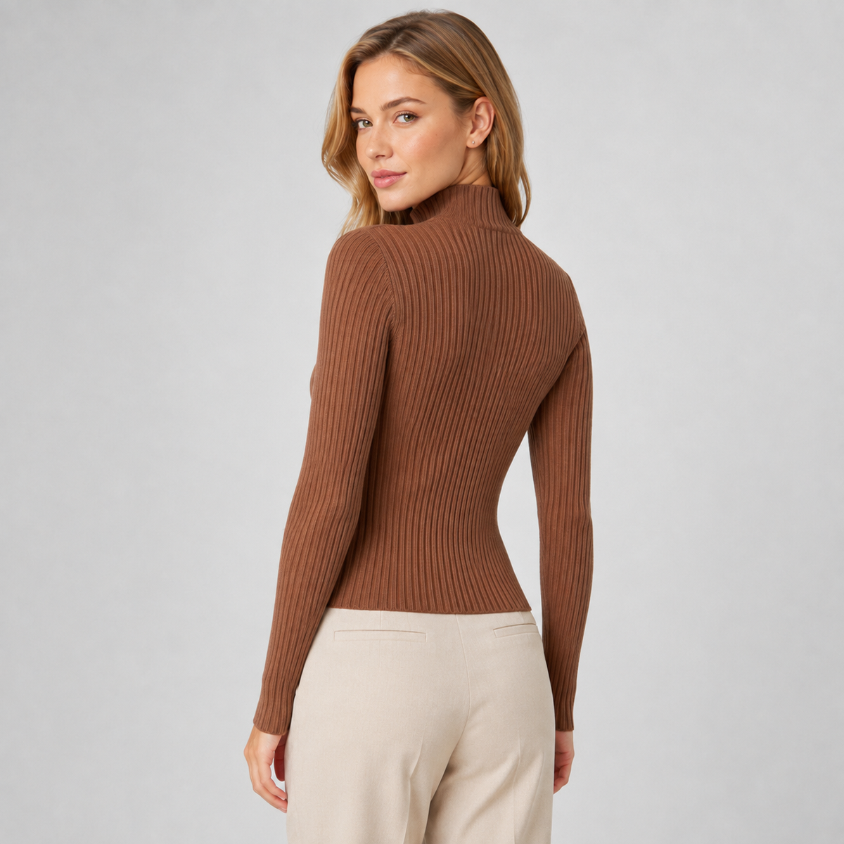 Women's Mock Neck Slim Fit Knit Sweater