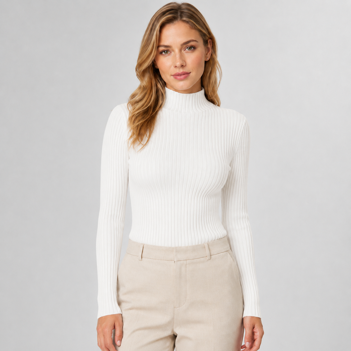 Women's Mock Neck Slim Fit Knit Sweater