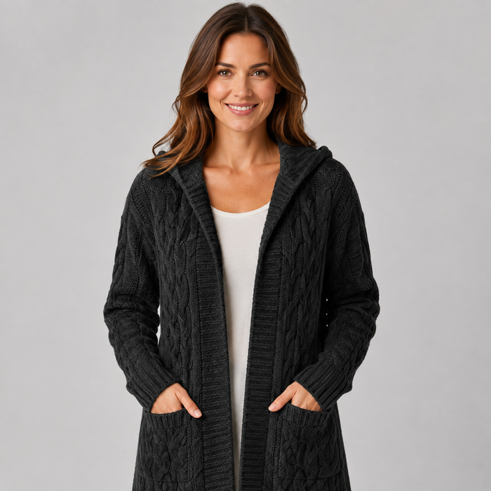 Women's Cardigan Longline Cable Knit