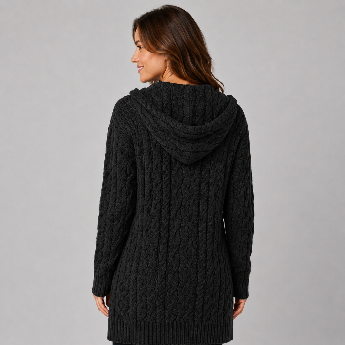 Women's Cardigan Longline Cable Knit