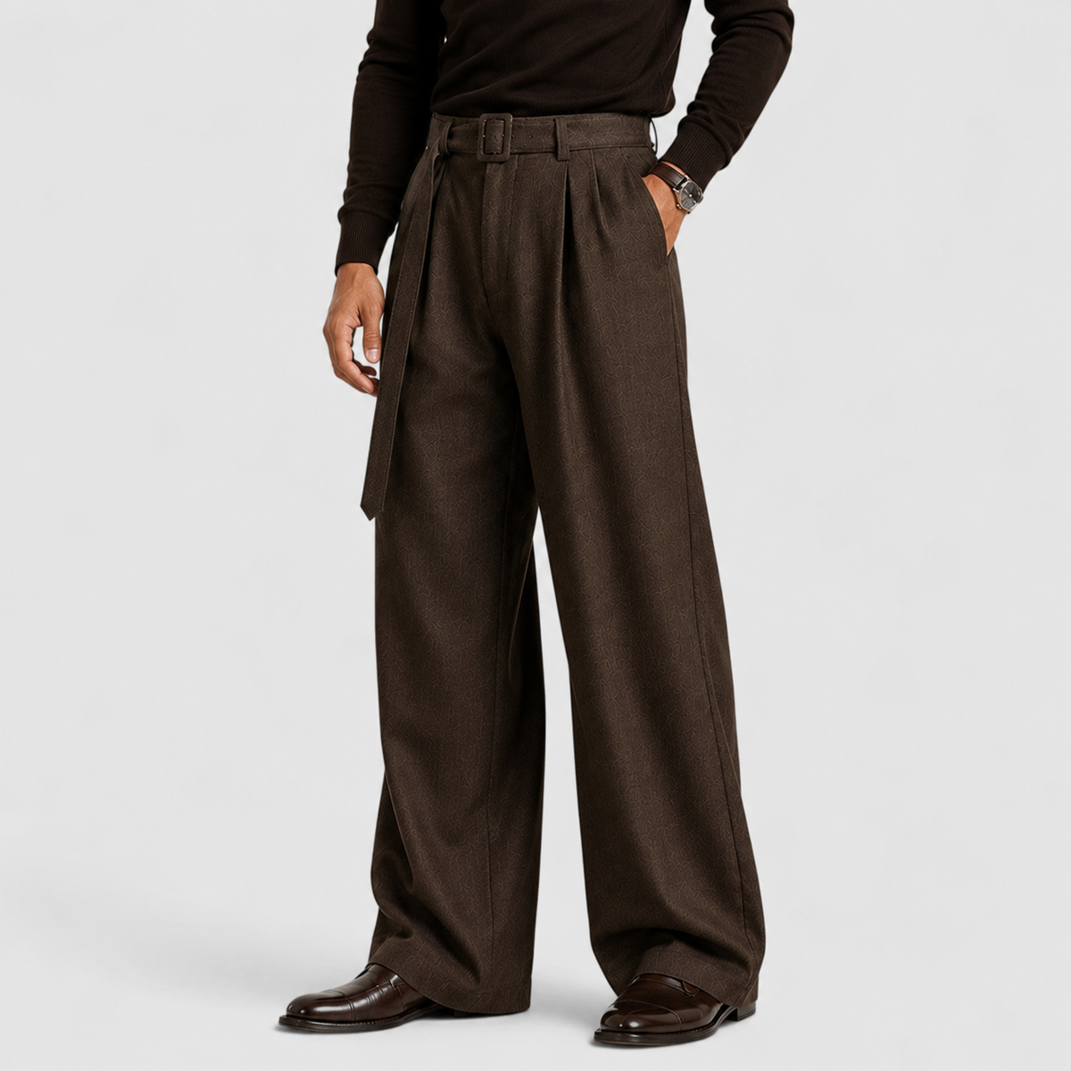 Men's Pleated Straight Leg Dress Pants